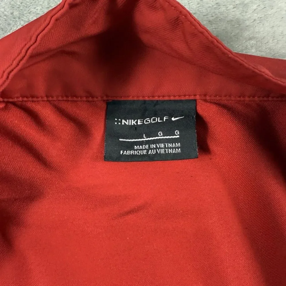 Nike Golf‎ Windbreaker Jacket Lightweight Mens Size Large Red Full Zip Mock Neck
